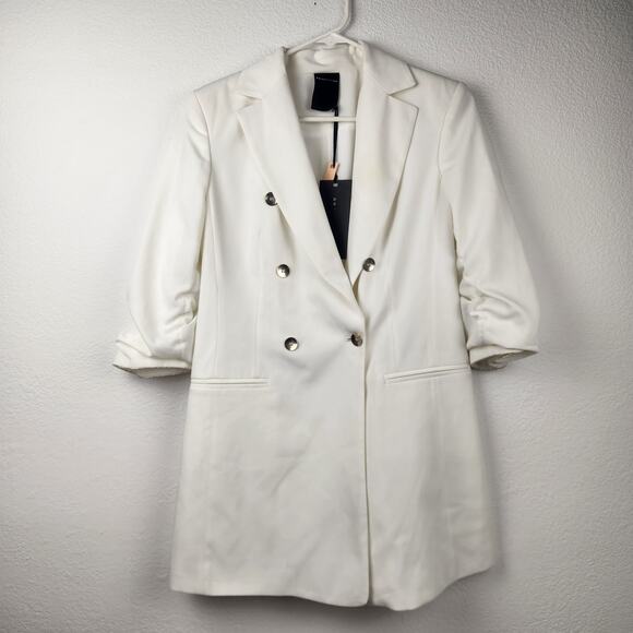 Marc Ellis Blazer White/Cream Size 42 Italian Size 6 Ruched Sleeves NWT - Picture 1 of 12